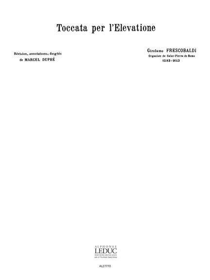 Frescobaldi: Toccata Per L'Elevatione