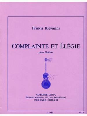 Francis Kleynjans: Complainte Et Elegie
