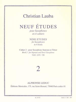 Christian Lauba: Neuf Etudes (9) pour Saxophones, cahier 2 Product Image