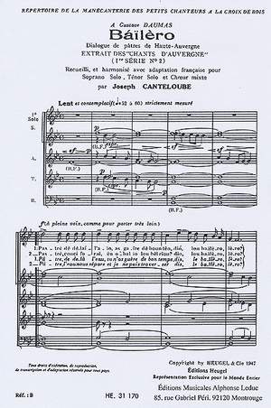 Joseph Canteloube Auvergne Songs Series 1 No 2 Presto Sheet Music