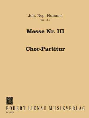 Hummel, J N: Mass No. 3 in D major op. 111b