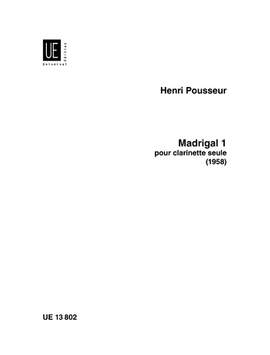 Pousseur Henri: Pousseur Madrigal Iii Perc
