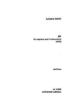 Berio, L: Air Sop Vce 4 Inst Score