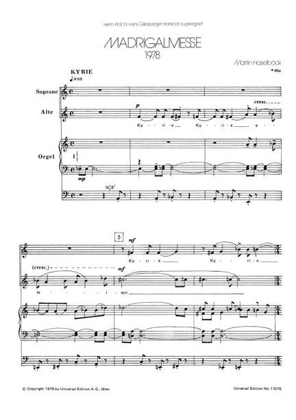 Haselböck Marti: Madrigalmesse