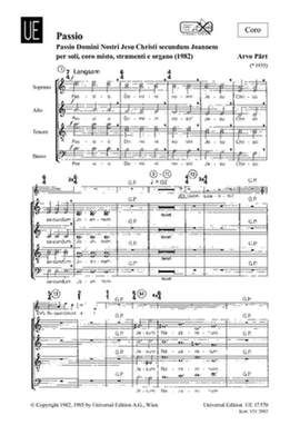 Pärt, Arvo: Passio Domini nostri Jesu Christi secundum Joannem