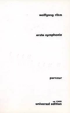 Rihm, Wolfgang: Symphony No.1 Op3 Score Op. 3