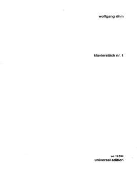 Rihm, W: Klavierstuck No.1 Op.8a