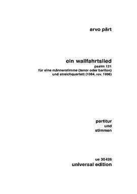 Pärt, A: Wallfahrtslied Male.vce Str.quartet