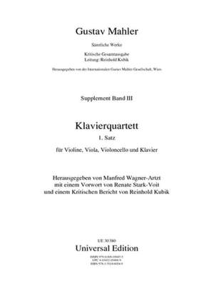 Mahler, G: Piano Quartet (score)