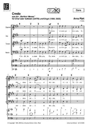 Pärt, Arvo: Credo aus Berliner Messe