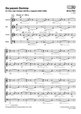 Pärt, Arvo: Da pacem Domine