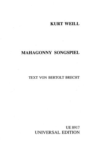 Weill Kurt: Mahagonny Songspiel