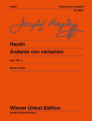 Haydn, J: Andante with variations Hob. XVII:6 Product Image