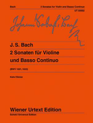 Bach, J S: Two Sonatas G Major/E Minor BWV 1021, 1023
