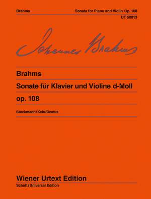 Brahms, J: Sonata D Minor op. 108
