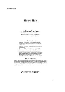 Simon Holt: A Table Of Noises (Full Score)
