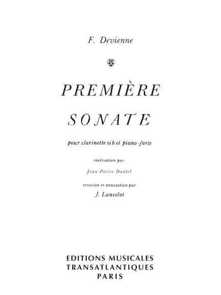 François Devienne: Première Sonate  pour Clarinette Sib