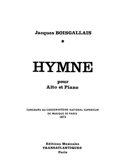 Jacques Boisgallais: Hymne