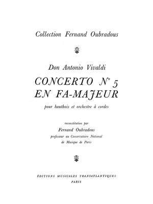 Antonio Vivaldi: Concerto N°5, En Fa Majeur