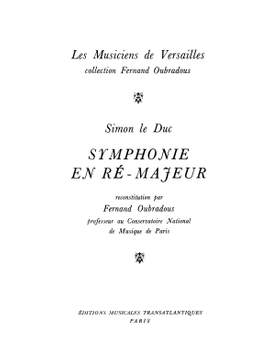 Simon Leduc: Symphonie En Ré Majeur
