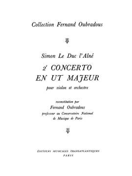 Simon Leduc: 2Ème Concerto Ut Majeur