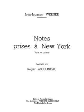 Jean-Jacques Werner: Notes Prises À New York
