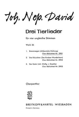 David, J: 3 Tierlieder Wk36/1 Bienenseg.