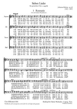 Brahms, J: Sieben Lieder op. 62