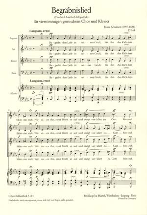 Schubert, F: Begräbnislied D 168