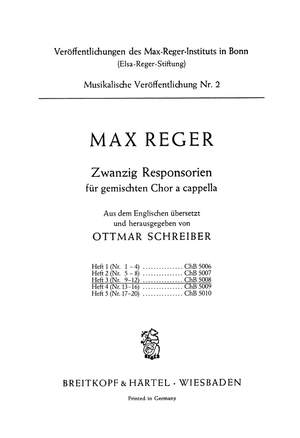 Reger, M: Zwanzig Responsorien, Heft 3