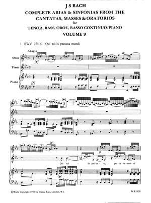 Bach, JS: Sämtliche Arien Bd.9 T/B,Ob,Bc
