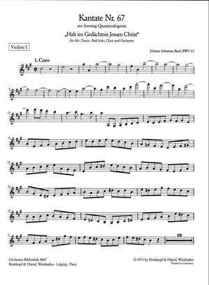 Bach, JS: Kantate 67 Halt im Gedächtnis