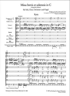 Mozart: Missa brevis in C KV 259