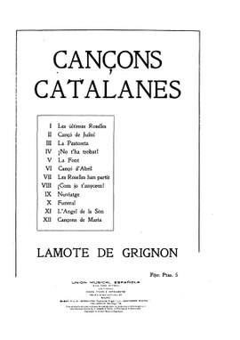 Joan Lamote De Grignon: Cançons Catalanes