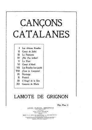 Juan Lamote De Grignon: Cançons Catalanes