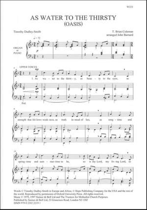 Coleman: As water to the thirsty. SATB & Org or Piano
