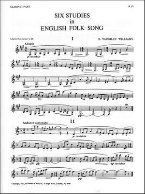 Vaughan Williams: Six Studies in English Folk Song. Clarinet part