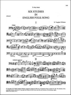 Vaughan Williams: Six Studies in English Folk Song. Cello part