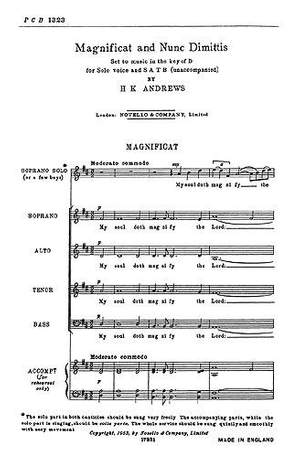 Herbert Kennedy Andrews: Magnificat And Nunc Dimittis In D