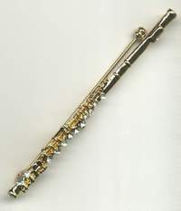 Brooch: Flute - Clear Crystals/Gold Finish