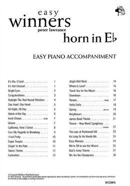 Lawrance: Easy Winners Eb Horn Piano Accompaniment
