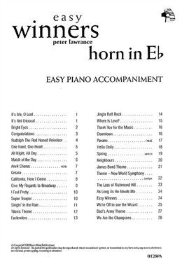 Lawrance: Easy Winners Eb Horn Piano Accompaniment