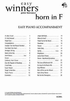 Lawrance: Easy Winners F Horn Piano Accompaniment