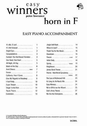 Lawrance: Easy Winners F Horn Piano Accompaniment