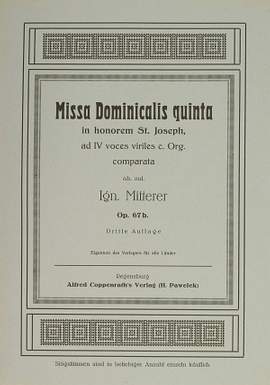 Mitterer: Missa Dominicalis quinta (Op.67b)