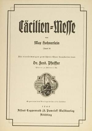 Hohnerlein: Messe zur Ehren der hl. Cäcilia (DDur)