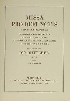 Mitterer: Missa pro defunctis