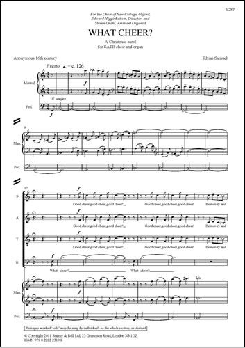 Samuel: What Cheer? SATB & Org