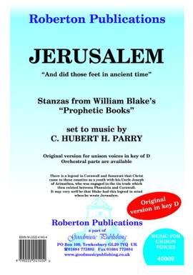 Parry: Jerusalem (Original In Key D)