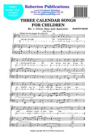 Shaw: Three Calendar Songs For Children